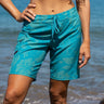 Women's 9 inch emerald bay floral boardshorts with small cargo pocket 
