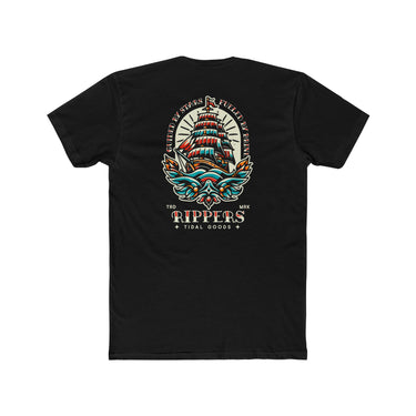 Wayfarer Tee - Men's Cotton Crew Tee- Deep Black Graphic T-Shirt