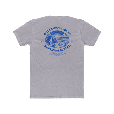 SURF FISH REPEAT - Men's Heather Crew Tee - Heather Grey Graphic T-Shirt