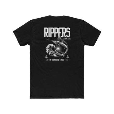 Rippers Fishing Club Men's Cotton Crew Tee - Black Graphic T-Shirt