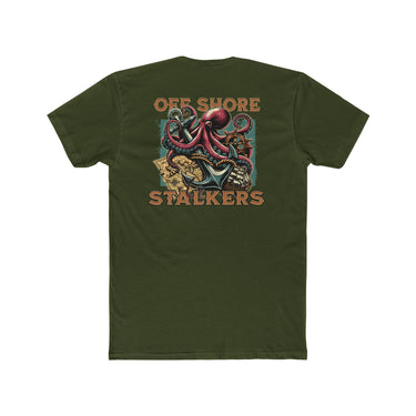 Off Shore Stalkers - Men's Cotton Crew Tee - OD Green Graphic T-Shirt