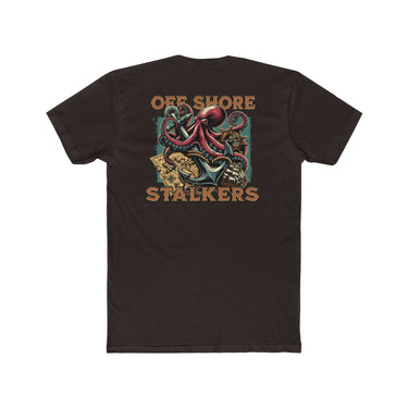 Off Shore Stalkers - Men's Cotton Crew Tee - Teak Brown Graphic T-Shirt