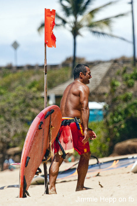 Maui lifeguard Donovan on the job at Hookipa Beach Park