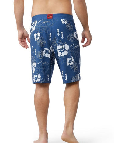 Maui Rippers Men's 24 inch Blue Hawaiian Floral Board shorts backside 
