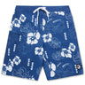 Men's Hawaiian Floral Blue Boardshorts 24 inch with side pocket