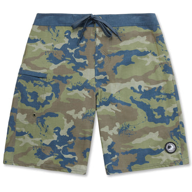 21" camo stretch board short. one strong zipper pocket. Super comfy beautiful short. On the knee length
