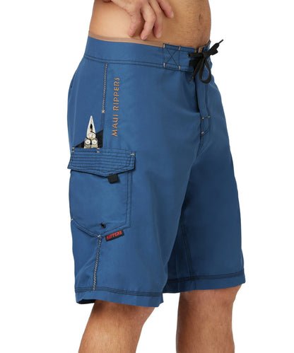 Men's octo tako blue boardshorts with special pliers pocket 