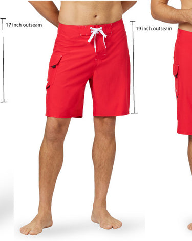 Lifeguard board short Uniform Red Stretch s3 different lengths to choose from