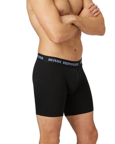 Man wearing Maui Rippers Boxer briefs in black 