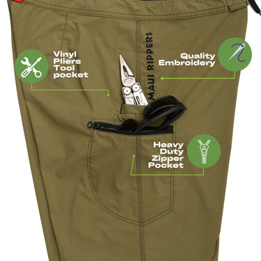 Spotted Sea Trout 21" Olive Fishing Shorts in Premium Stretch