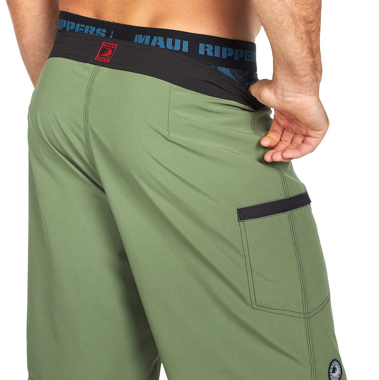 Maui Rippers Mens 21 Olive Slash Pockets Hybrid Board Walkshort
