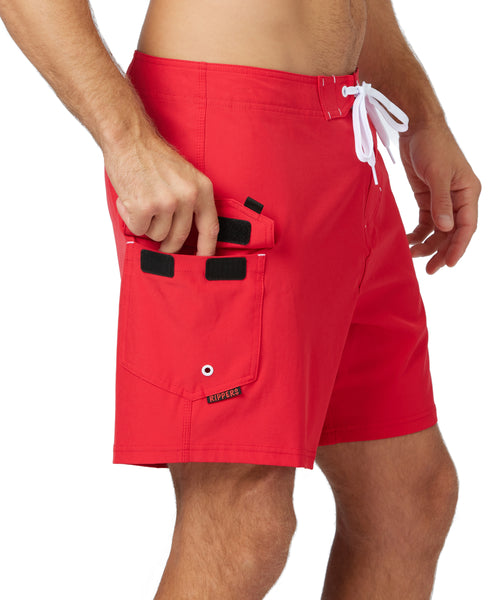 21 Red Stretch Lifeguard Uniform Boardshort