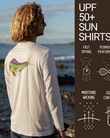 Sunshirts are fast drying, permenent performance, moisture wicking, odor control