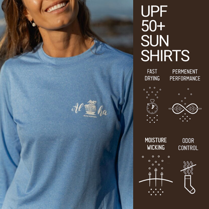 Women's UPF 50 Sun Defense Long Sleeve Shirt - Aloha Heather Blue