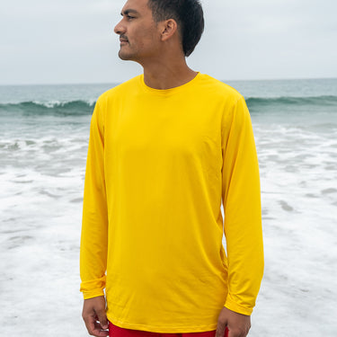 Men's UPF 50 Sun Defense Long Sleeve Yellow Shirt