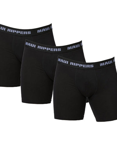 Pack of 3 men's maui rippers cotton boxer briefs in black