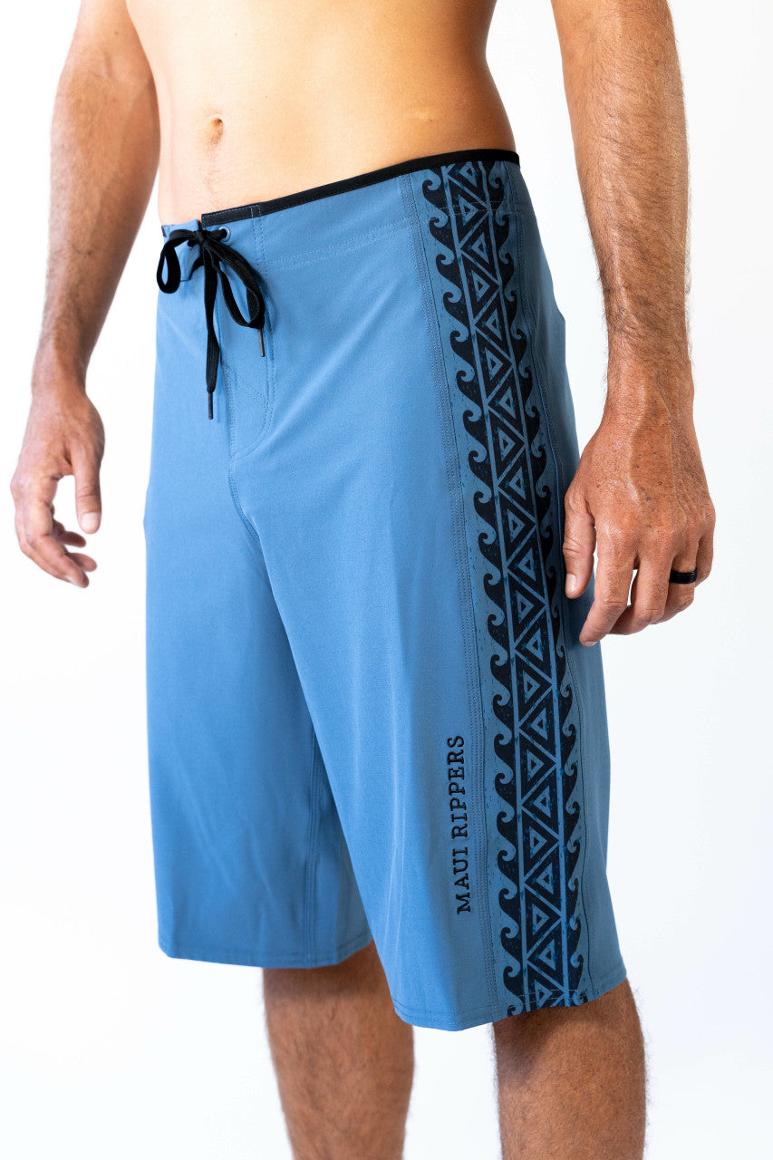 Tribal Blue Extra Long 24" Stretch Boardshort