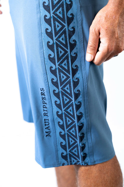 Tribal Blue Extra Long 24" Stretch Boardshort