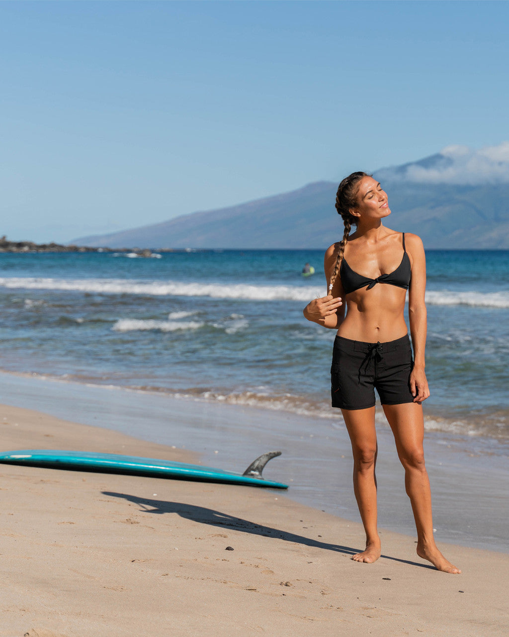 Maui Rippers Board Shorts Womens 16 Black Swim Suit 5 inch Inseam