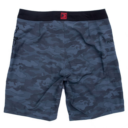 Short 19" camo boardshorts with large pocket that fits an iphone